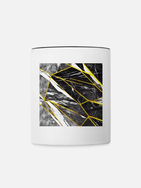 Schwarz Gold Marmorimitat - Tasse zweifarbig - Weiß/Schwarz