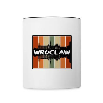 Wroclaw Pologne Skyline Silhouette Souvenir de voyage - Mug contrasté - blanc/noir - Devant
