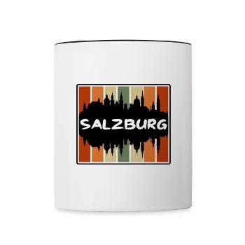 Salzburg Österreich Skyline Silhouette Reise Souveni - Tasse zweifarbig - Weiß/Schwarz - Vorne
