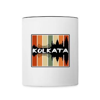 Kolkata Inde Skyline Silhouette Souvenir de voyage - Mug contrasté - blanc/noir - Devant