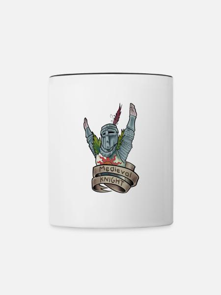 Mittelalterlicher Ritter - Tasse zweifarbig - Weiß/Schwarz