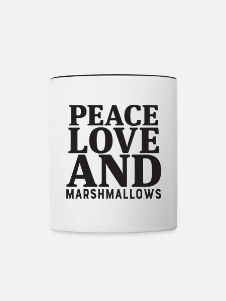 Peace Love And Marshmallows - Tasse zweifarbig - Weiß/Schwarz