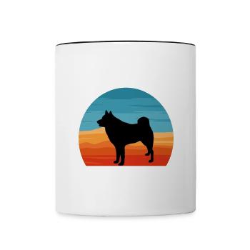 Finlandais Spitz Dog Lover Silhouette Vintage Sunset - Mug contrasté - blanc/noir - Devant