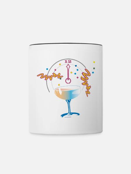 Neujahr Anstossen Konfetti - Tasse zweifarbig - Weiß/Schwarz