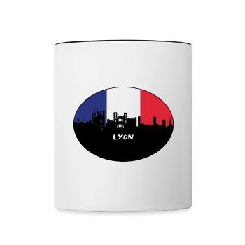 Lyon France Flag Skyline Souvenir de voyage - Mug contrasté - blanc/noir - Devant