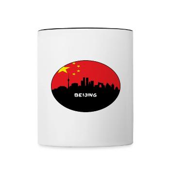 Pékin Chine Drapeau Skyline Silhouette Travel - Mug contrasté - blanc/noir - Devant