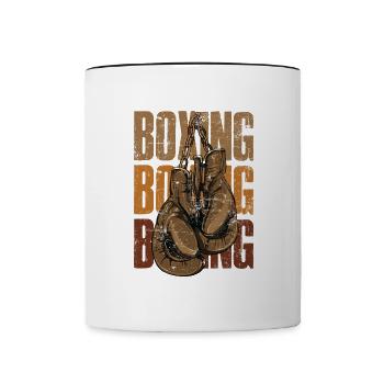 Boxing Handschuhe Retro - Tasse zweifarbig - Weiß/Schwarz - Vorne