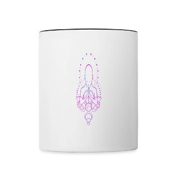 Méditation yoga line art coloré symétrique - Mug contrasté - blanc/noir - Devant