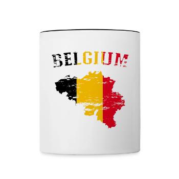 Carte murale de la Belgique Drapeau utilisé - Mug contrasté - blanc/noir - Devant