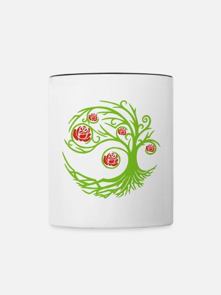Seltsamer Rosenstrauch - Tasse zweifarbig - Weiß/Schwarz