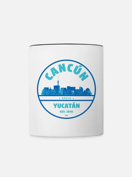 Cancún Yucatán Skyline Emblem - Tasse zweifarbig - Weiß/Schwarz