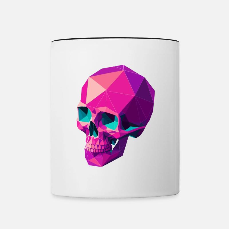 Geometrischer Schädel - Tasse zweifarbig - Weiß/Schwarz