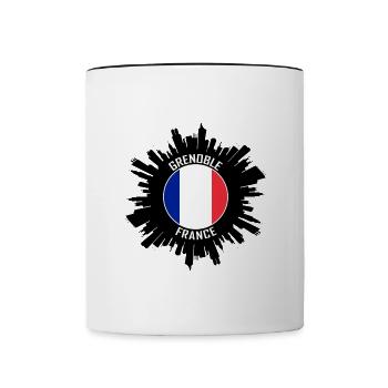 Grenoble Skyline France Flag Travel Souvenir - Contrasting Mug - white/black - Front