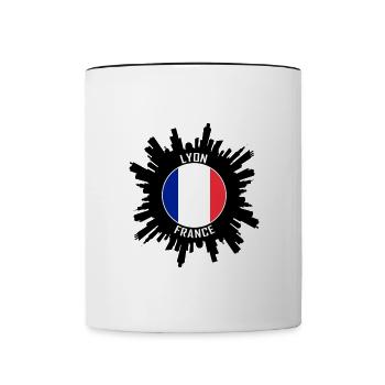 Lyon Skyline France Flag Souvenir de voyage - Mug contrasté - blanc/noir - Devant