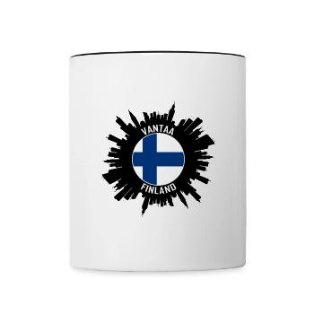 Vantaa Skyline Finnland Flagge Reise-Souvenir - Tasse zweifarbig - Weiß/Schwarz - Vorne