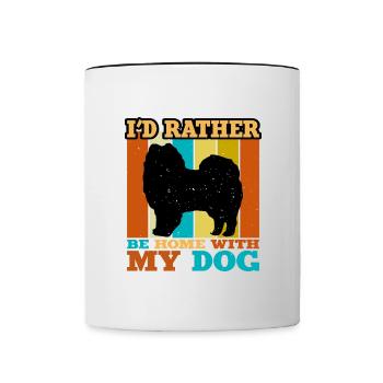 American Eskimo Dog Love Silhouette Vintage Sunset - Mug contrasté - blanc/noir - Devant