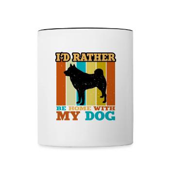 Finlandais Spitz Dog Lover Silhouette Vintage Sunset - Mug contrasté - blanc/noir - Devant