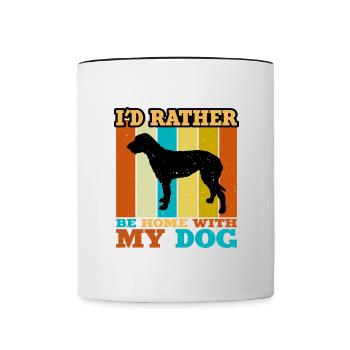 Irish Wolfhound Dog Love Silhouette Vintage Sunset - Contrasting Mug - white/black - Front