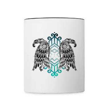 Hugin und Munin Nordic Viking Raven - Tasse zweifarbig - Weiß/Schwarz - Vorne