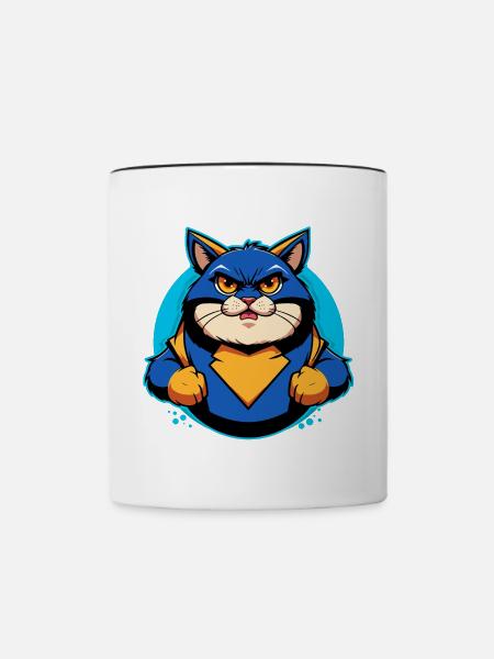 Superheld Katze - Tasse zweifarbig - Weiß/Schwarz
