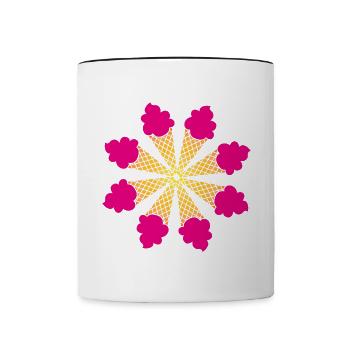 Eis Blume Verlauf Mandala Sommer Eiscreme Fan Fun - Tasse zweifarbig - Weiß/Schwarz - Vorne