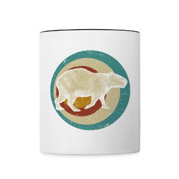 Capybara Wasserschwein retro Nagetier Tier lustig - Tasse zweifarbig - Weiß/Schwarz - Vorne