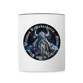 Schalker Botschaft - Der Kohlebarbar - Tasse zweifarbig - Weiß/Schwarz - Vorne