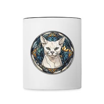 Burmilla Katzenrasse Aquarellglas - Tasse zweifarbig - Weiß/Schwarz - Vorne