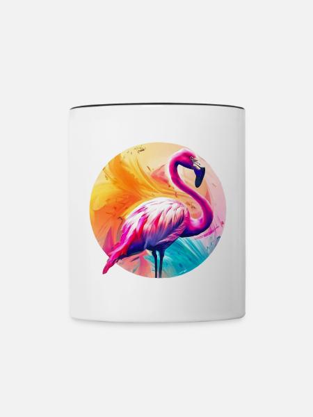 Rosa Flamingo - Tasse zweifarbig - Weiß/Schwarz