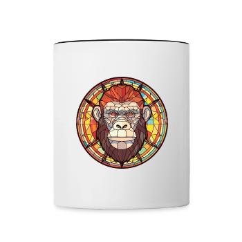 Affe Buntes Aquarell Tier Haustier Illustration - Tasse zweifarbig - Weiß/Schwarz - Vorne