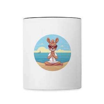 Cerf Cartoon Yoga Beach Illustration d’été - Mug contrasté - blanc/noir - Devant