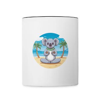 Koala-Karikatur-Yoga-Strand-Sommer-Illustration - Tasse zweifarbig - Weiß/Schwarz - Vorne