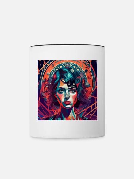 Psychedelic Lady - Tasse zweifarbig - Weiß/Schwarz