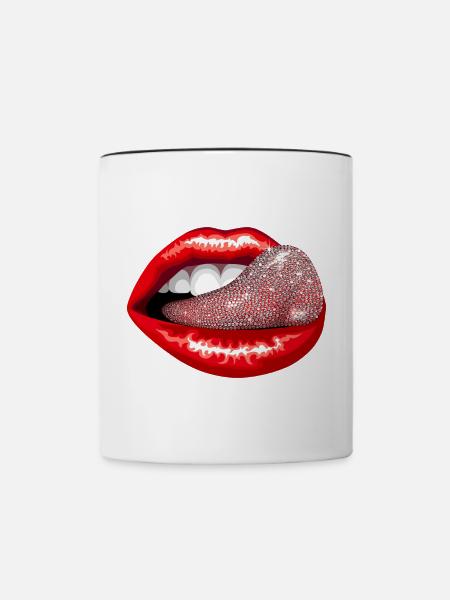 Glitzerzunge - Tasse zweifarbig - Weiß/Schwarz