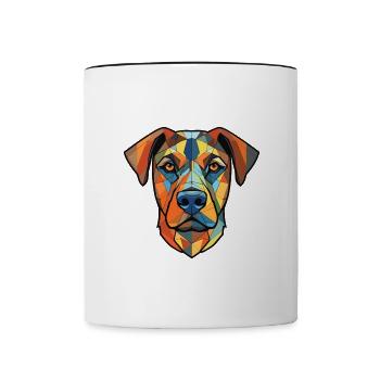 Berger De Beauce Dog Breed Watercolor Illustration - Contrasting Mug - white/black - Front
