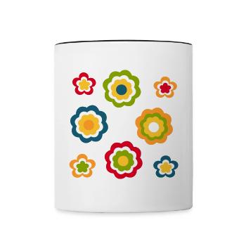 70s Flower Pattern Retro Hippie Festival - Contrasting Mug - white/black - Front