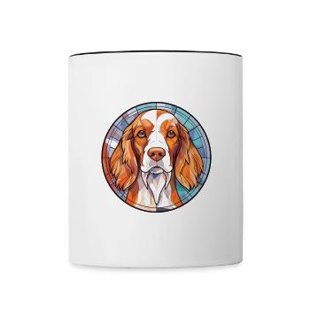 Irischer roter und weißer Setter Hund Rasse Aquarell - Tasse zweifarbig - Weiß/Schwarz - Vorne
