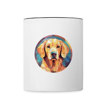 Deutsche Spitz Hunderasse Aquarell Illustration - Tasse zweifarbig - Weiß/Schwarz - Vorne