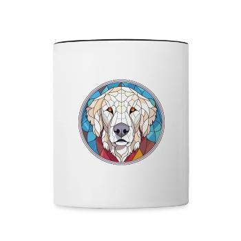 Kuvasz chien race coloré aquarelle illustration - Mug contrasté - blanc/noir - Devant