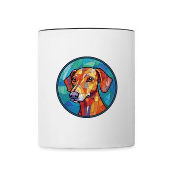 Sloughi Hunderasse bunte Aquarell-Illustration - Tasse zweifarbig - Weiß/Schwarz - Vorne