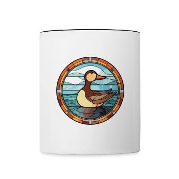 Canard Coloré Aquarelle Animal Animal De Compagnie Illustration - Mug contrasté - blanc/noir - Devant