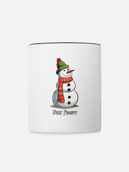 Lustiger Schneemann Stay Frosty - Tasse zweifarbig - Weiß/Schwarz