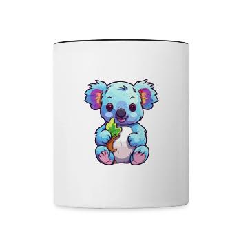 Koala Buntes Aquarell Cartoon Kawaii Tier - Tasse zweifarbig - Weiß/Schwarz - Vorne