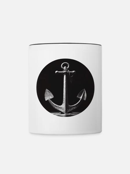 Anker grau - Tasse zweifarbig - Weiß/Schwarz