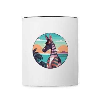 Okapi Watercolor Cartoon Kawaii Clipart Animal - Contrasting Mug - white/black - Front