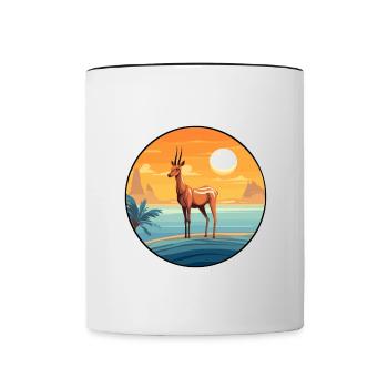 Impala Aquarell Karikatur Kawaii Clipart Tier - Tasse zweifarbig - Weiß/Schwarz - Vorne