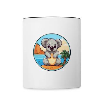 Koala Aquarell Cartoon Kawaii Clipart Tier - Tasse zweifarbig - Weiß/Schwarz - Vorne