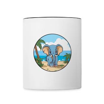 Éléphant aquarelle dessin animé Kawaii Clipart Animal - Mug contrasté - blanc/noir - Devant