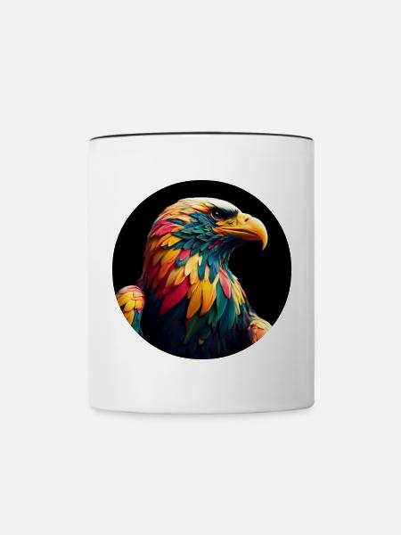 Adler mit bunten Federn - Tasse zweifarbig - Weiß/Schwarz