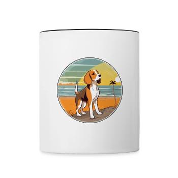 Beagle Harrier Hund Rasse Cartoon Kawaii Clipart - Tasse zweifarbig - Weiß/Schwarz - Vorne